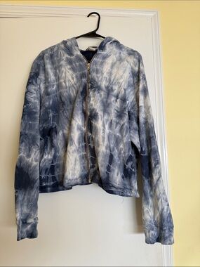Vintage Hardtail Women's Blue Tie-Dye Zip Hoodie Sweater